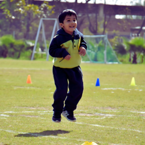 Best playschool in Peer Muchalla - Kid in Kangaroo Race at The Nurtuary Preschool, Sector 20 Panchkula