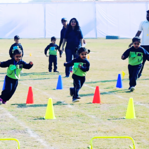 Kids in a Hurdle Race at The Nurtuary Preschool, the Best Preschool in Peer Muchalla