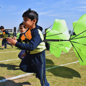 Kids in Parachute Race at The Nurtuary Preschool, Sector 20 Panchkula