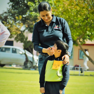 arent and child engaged in sports activity at The Nurtuary Preschool, Sector 20 Panchkula
