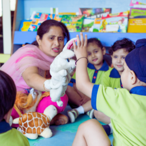 Storytelling activity showcasing children engaged in learning at The Nurtuary Preschool
