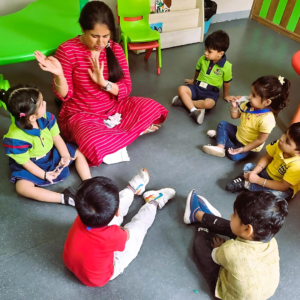 Children enjoying a storytelling session at The Nurtuary Preschool, Sector 20 Panchkula - Top playschool near me