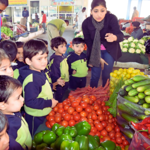 Children from The Nurtuary Preschool on an Excursion to the Vegetable Market in Panchkula