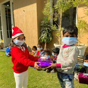 Kids from The Nurtuary Preschool in Sector 20 Panchkula participating in a charity drive
