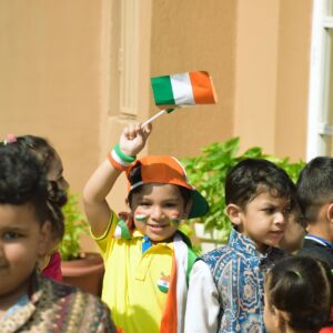 Children enjoying Independence Day activities at The Nurtuary Preschool in Sector 20 Panchkula, the ranked number 1 playschool near Peer Muchalla.